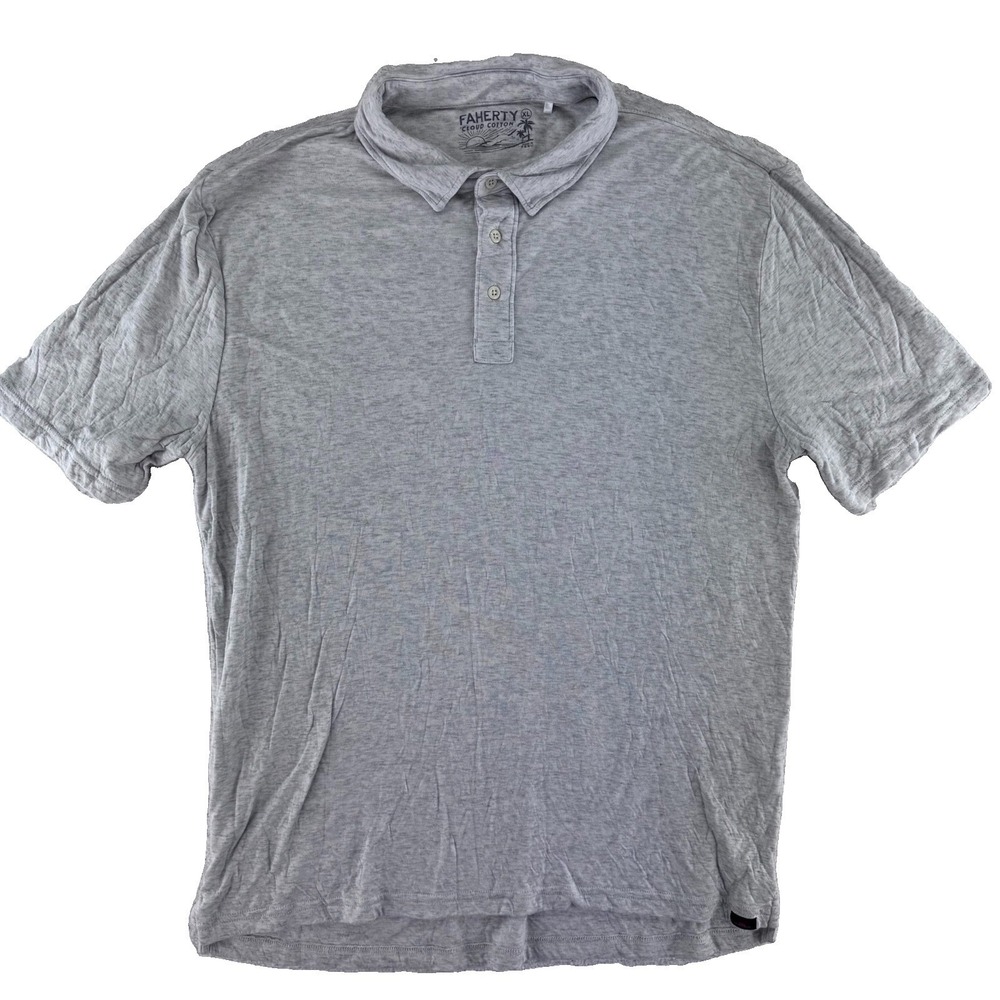 Faherty Cloud Cotton Polo Shirt Mens Size XL Gray